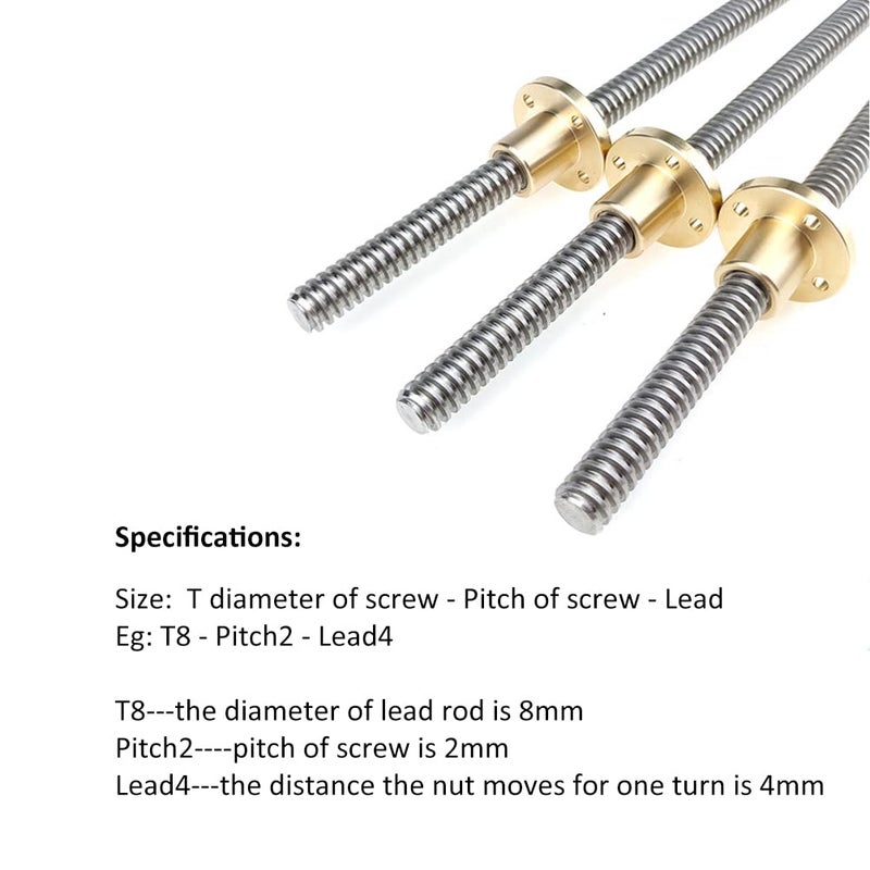 Surprecision 8mm T8 Lead Screw Set (1000mm/39.37" Lead Screw + Copper Nut +Nut Housing + Vertical Pillow Bearing Block + Hexagon Wrench + Coupler), Pitch: 2mm/0.08",Lead: 8mm/0.31" - Image 5